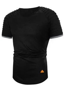 Manfinity Men Raglan Sleeve Patched Detail Tee - Black - View 3