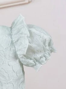 SHEIN 嬰兒提花泡泡袖上衣和裙子 - 薄荷綠 - 查看 3