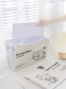 1 件随机颜色卡通设计手风琴式文件整理文件夹，返校，学校用品