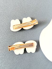2 chiếc kẹp tóc trang trí hình thỏ - trắng - Xem 2