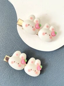 2 chiếc kẹp tóc trang trí hình thỏ - trắng - Xem 4