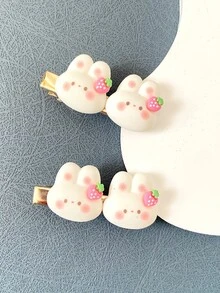 2 chiếc kẹp tóc trang trí hình thỏ - trắng - Xem 5