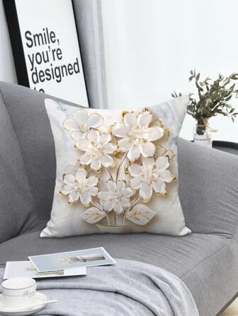 1入組花卉圖案靠墊套不附帶墊芯