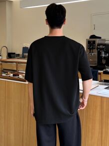 DAZY Men Slogan Graphic Drop Shoulder Tee - Black - View 2