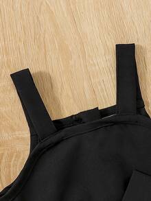 Baby Contrast Lace Cami Romper With Headband - Black - View 5