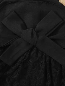 Baby Contrast Lace Cami Romper With Headband - Black - View 8