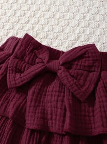 SHEIN Ragazzine Set rosso & bianco colorblock vacanza e città stile di strada due pezzi con piccolo rotondo colletto per l'estate - Rosso e Bianco - Visualizzare 5