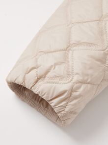 ZIAI Zip Up Quilted Padded Coat - Beige - View 6