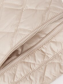 ZIAI Zip Up Quilted Padded Coat - Beige - View 8