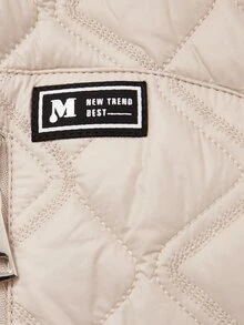 ZIAI Zip Up Quilted Padded Coat - Beige - View 10