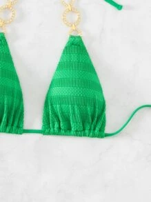 环扣式吊带比基尼上衣，适合夏季海滩度假 - 綠色 - 查看 3