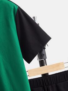 SHEIN Boys Letter Graphic Two Tone Tee & Shorts - Multicolor - View 3