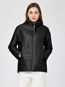 ZIAI Zip Up Puffer Women's Winter Warm Padded Coat - Black - View 1