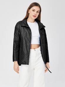 ZIAI Zip Up Puffer Women's Winter Warm Padded Coat - Black - View 4