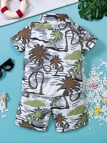 Toddler Boys Tropical Print Shirt & Shorts Without Tank Top - Multicolor - View 2