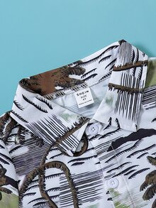 Toddler Boys Tropical Print Shirt & Shorts Without Tank Top - Multicolor - View 3