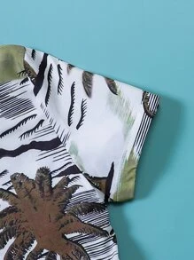 Toddler Boys Tropical Print Shirt & Shorts Without Tank Top - Multicolor - View 4