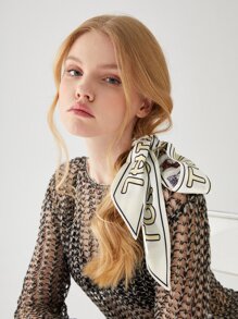 Alice Khăn quàng cổ Thú vật Lá thư Giải trí - Màu be - Xem 2
