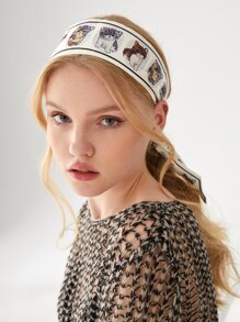 Alice Khăn quàng cổ Thú vật Lá thư Giải trí - Màu be - Xem 3