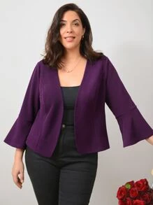 EMERY ROSE Áo vest Plus size Xù màu trơn Giải trí - Màu tím - Xem 3