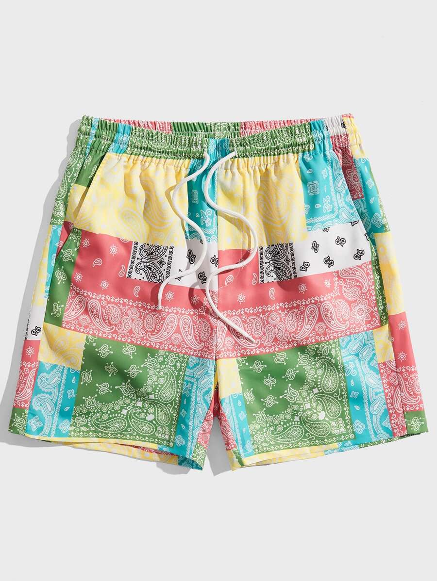 Manfinity VCAY Men Paisley Print Drawstring Waist Shorts - Multicolor - View 1