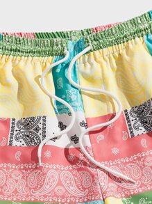 Manfinity VCAY Men Paisley Print Drawstring Waist Shorts - Multicolor - View 3