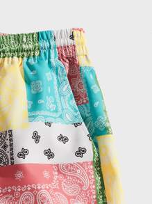 Manfinity VCAY Men Paisley Print Drawstring Waist Shorts - Multicolor - View 4