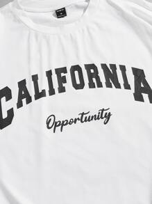 Manfinity Men Letter Graphic Tee & Drawstring Waist Shorts - Black and White - View 3