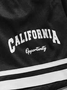 Manfinity Men Letter Graphic Tee & Drawstring Waist Shorts - Black and White - View 4