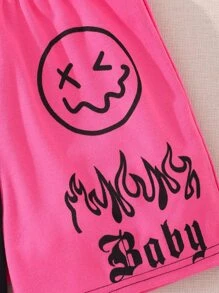 Tween Girl Crop Tee & Cami Top & Letter & Expression Print Shorts - Multicolor - View 4