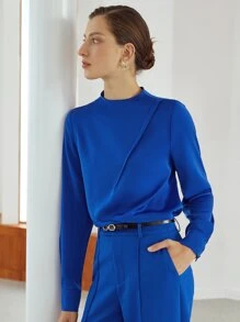 MOTF PREMIUM Blusa con fruncido - Azul - Ver 4