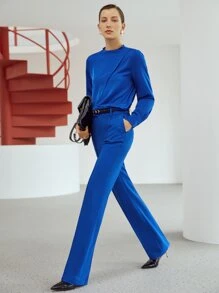 MOTF PREMIUM Blusa con fruncido - Azul - Ver 5