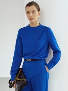 MOTF PREMIUM Blusa con fruncido - Azul - Ver 6