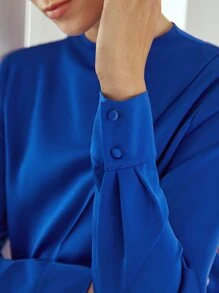 MOTF PREMIUM Blusa con fruncido - Azul - Ver 8