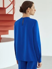 MOTF PREMIUM Blusa con fruncido - Azul - Ver 9