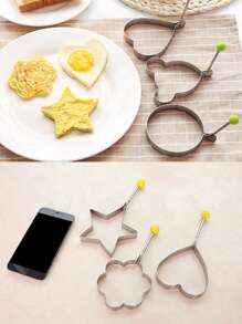 5入組星星和心形不銹鋼煎雞蛋環模具 - 銀色 - 查看 4