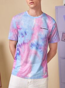 SWAVVY 1pc Tie Dye and Letter Graphic Tee - Multicolor - View 4