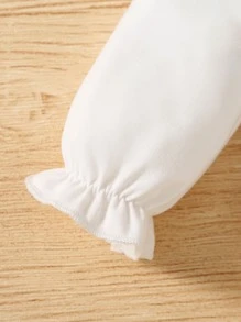 嬰兒荷葉邊荷葉袖連身褲 - 白色 - 查看 4