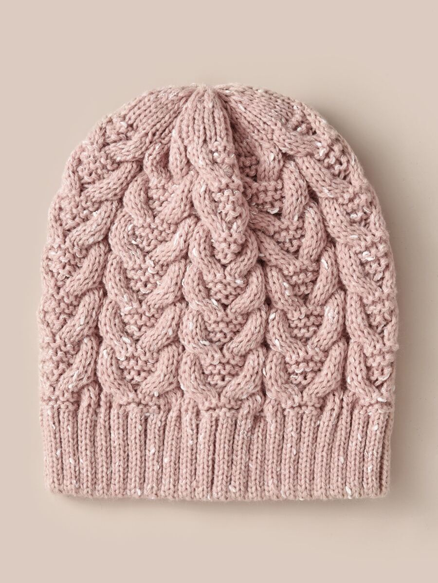 編織細節豆豆帽 - 藕粉色 - 查看 1
