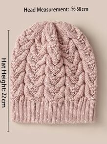 編織細節豆豆帽 - 藕粉色 - 查看 4