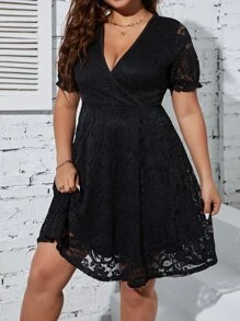 SHEIN Clasi Plus Surplice Neck Lace Dress