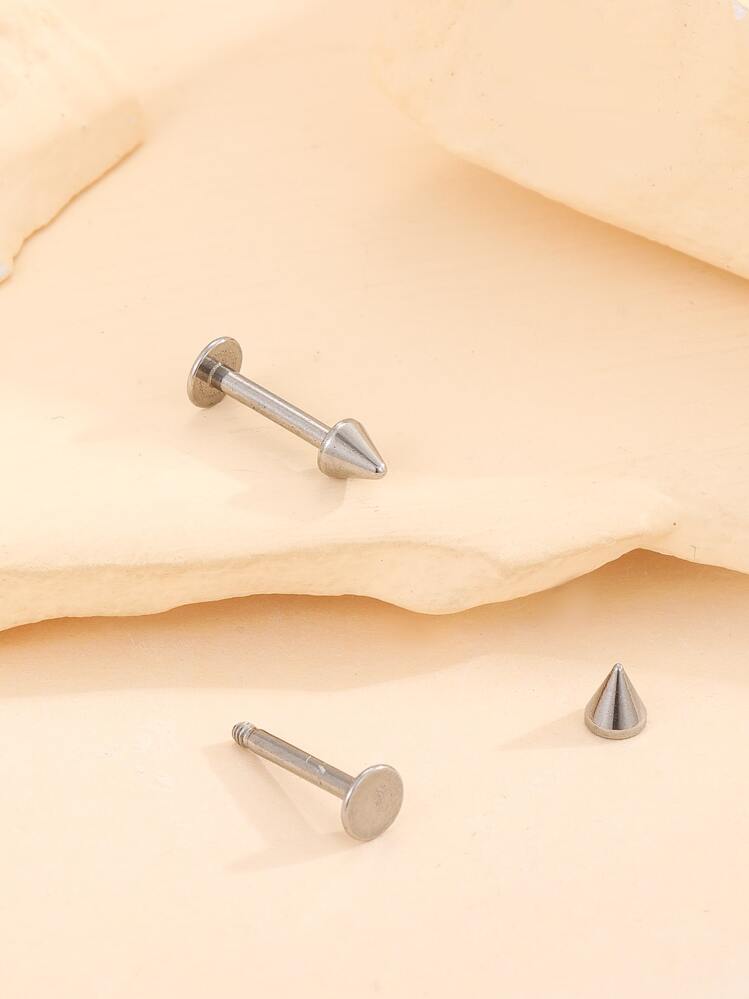 2 יח'\סט פאנק נירוסטה עם קוצים דקור חתיך אף לגברים נשים לקישוט יומי - כסף - ראה 3
