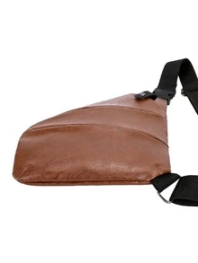 Men Zip Front Sling Bag - Brown - View 3