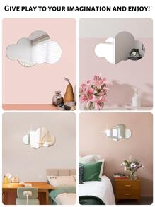 1 片云镜墙贴，2 毫米厚亚克力材料，3D 镜面墙砖 DIY，适用于卧室、客厅、浴室、厨房、贴纸、墙贴花、乙烯基贴花用于家庭装饰、春季装饰品刷新您的家、拉玛装饰贴纸墙面装饰房间装饰墙镜用于房间浴室装饰客厅装饰