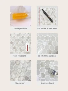 1 szt. Naklejka kuchenna z geometrycznym wzorem - Wielokolorowe - Zobacz 3