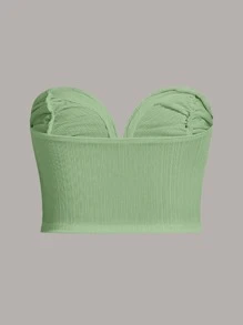 SHEIN ICON áo nữ kích thước lớn Xù màu trơn Gợi cảm - Màu xanh Bạc hà - Xem 2