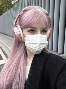 1 sợi tóc thẳng tổng hợp chịu nhiệt màu hoa cà Bộ tóc giả dài, dài 24 inch, làm từ sợi, thích hợp để sử dụng hàng ngày, sợi tóc tự nhiên và chân thực. - Bụi hồng - Xem 3