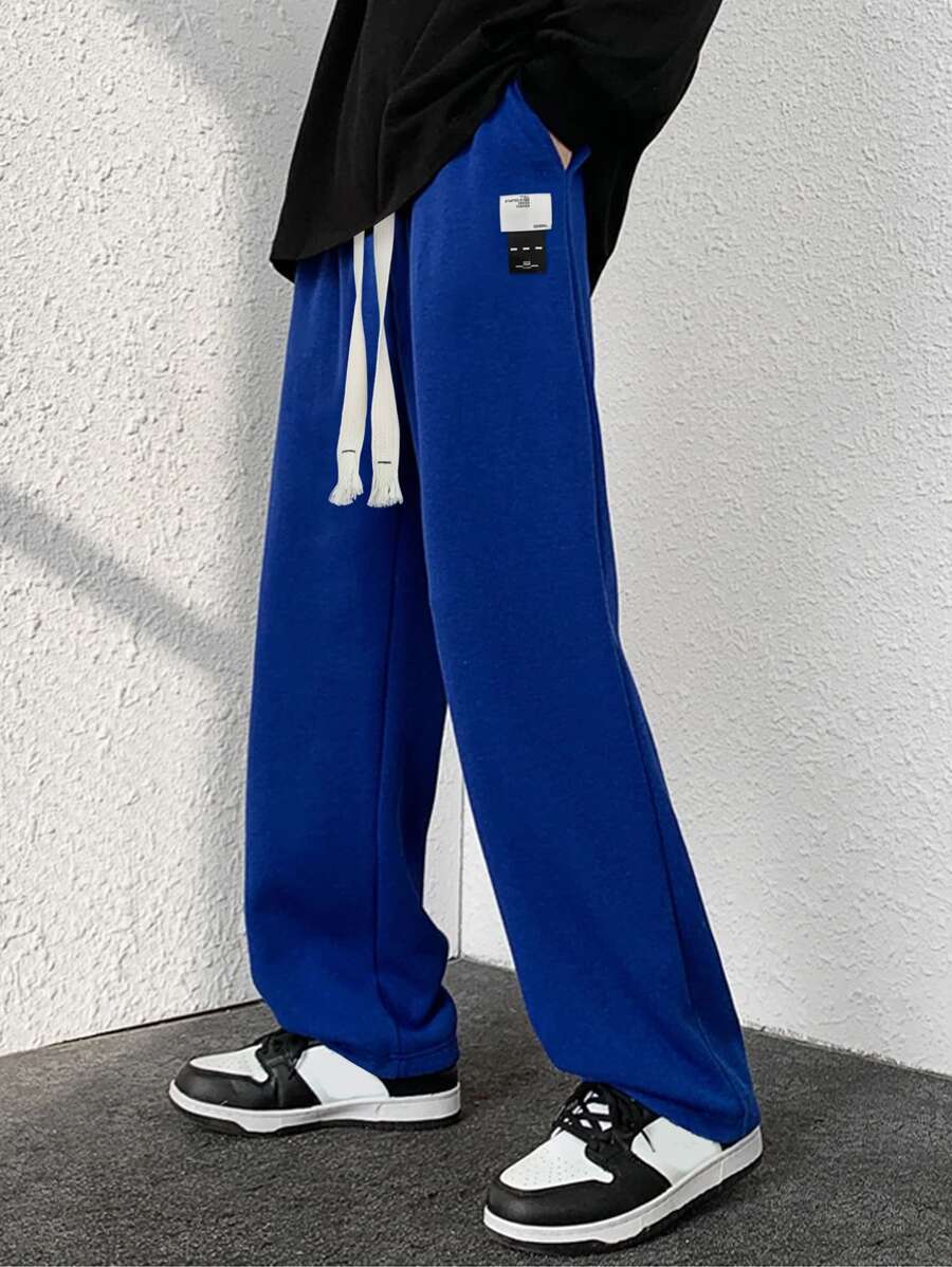 Manfinity Hypemode Loose Men's Letter Patched Detail Drawstring Waist Pants