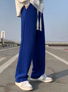 Manfinity Hypemode Loose Men's Letter Patched Detail Drawstring Waist Pants