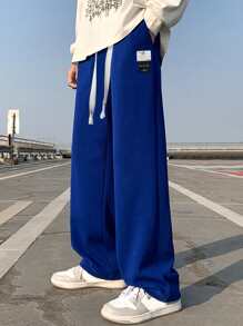 Manfinity Hypemode Loose Men's Letter Patched Detail Drawstring Waist Pants